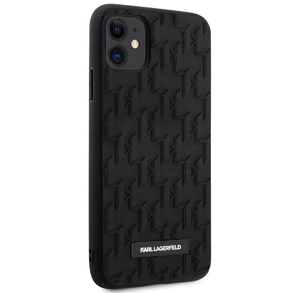 Original Handyhülle IPHONE 11 Karl Lagerfeld Hardcase 3D Monogram (KLHCN61RUPKLPK) schwarz