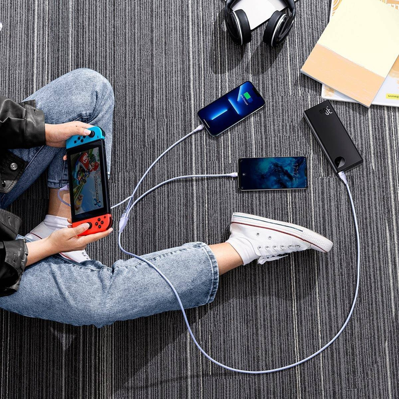 Baseus Flash Series II USB Typ C / USB Typ A Kabel - USB Typ C / Lightning / Micro USB 100 W 1,5 m lila (CASS030205)