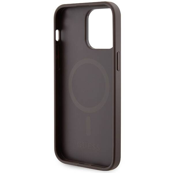 Guess 4G Printed Stripes MagSafe case for iPhone 15 Pro Max - brown