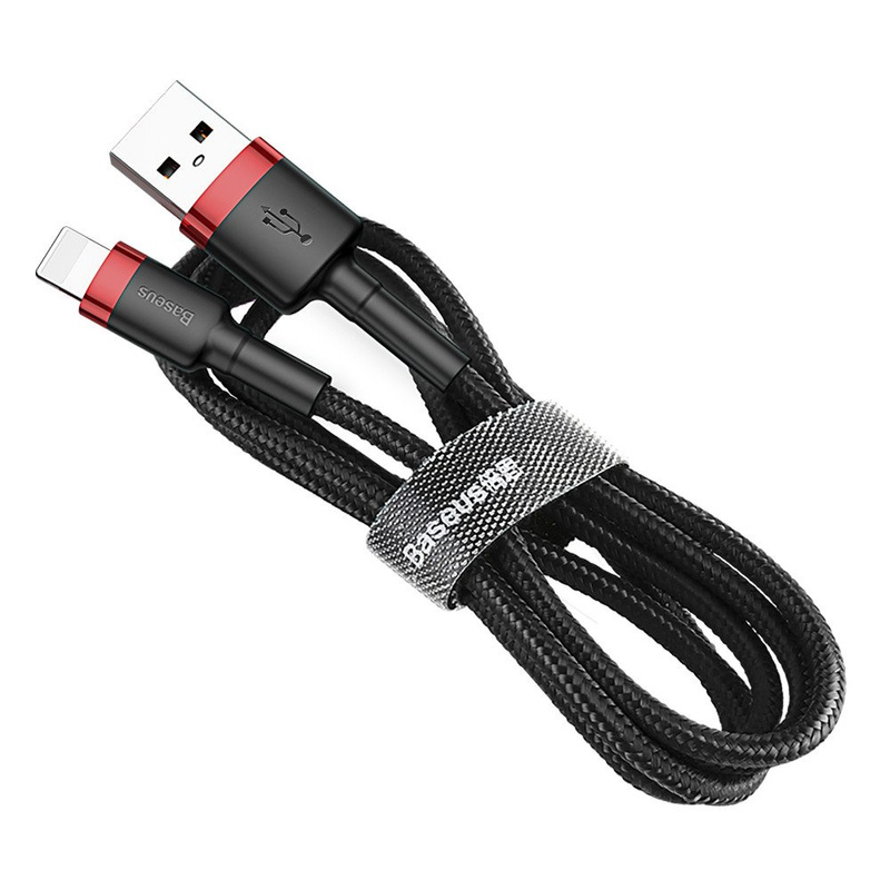 Baseus Cafule Cable - Kabel połączeniowy USB do Lightning, 2.4 A, 0.5 m (czerwony/czarny)