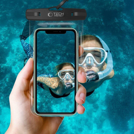 TECH-PROTECT UNIVERSAL WATERPROOF CASE BLACK/CLEAR