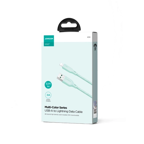 Joyroom Multi-Color Series SA34-AL3 USB-A / Lightning 3A-Kabel 1 m – grün
