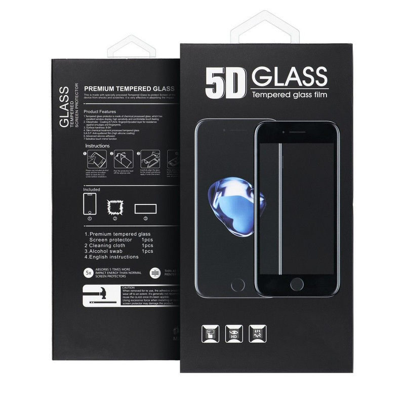 5D Full Glue Tempered Glass - do iPhone 15 Plus / 16 Plus (MATTE) czarny