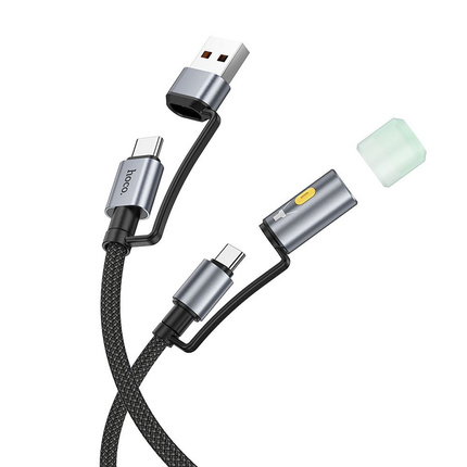 HOCO kabel All-in-one USB A / Typ C do Typ C / LED Light 3A 60W U138 1,2 m czarny