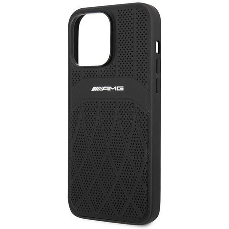 AMG nakładka do iPhone 14 Pro Max 6,7" AMHMP14XOSDBK czarna hard case Leather Curved Lines MagSafe