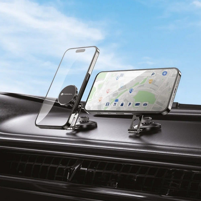 FORCELL F-Grip IronSecure uchwyt samochodowy do szyby/deski magnetyczny czarny