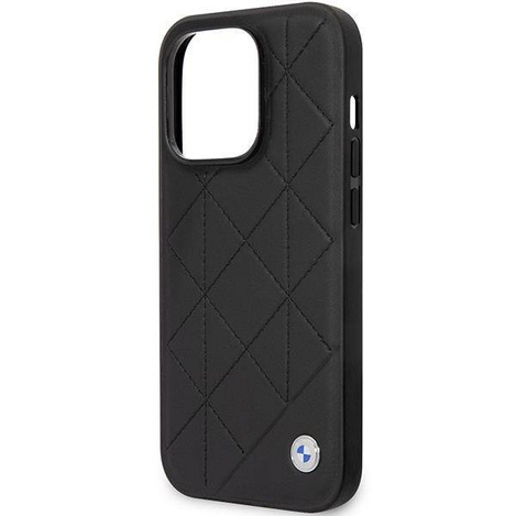 Original Handyhülle IPHONE 14 PRO BMW Leather Quilted (BMHCP14L22RQDK) schwarz