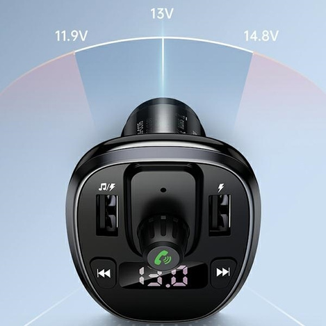 USAMS Zestaw głośnomówiący C21 z transmiterem FM, Bluetooth 5.0, MP3, 2xUSB 3,4A czarny/black CC115GC01 (US-CC115)