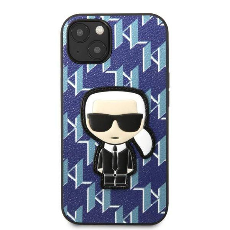 Oryginalne Etui IPHONE 13 MINI Karl Lagerfeld Hardcase Monogram Ikonik Patch niebieskie
