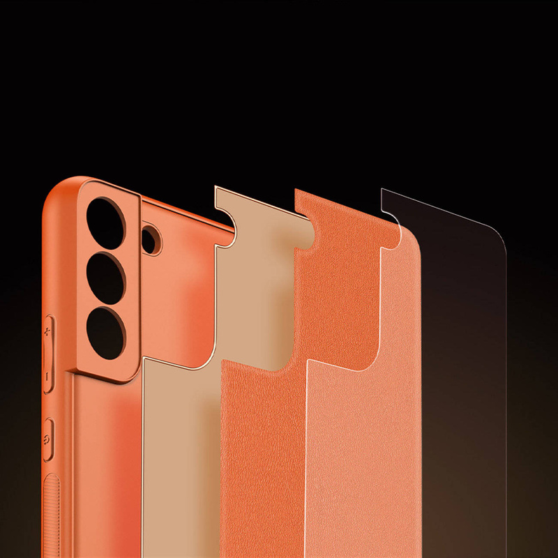 Dux Ducis Yolo elegante Hülle aus ökologischem Leder für Samsung Galaxy S22+ (S22 Plus) orange
