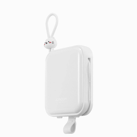 Joyroom power bank with USB C and Lightning cables and stand Cutie Series 10000mAh 22.5W white (JR-L008)