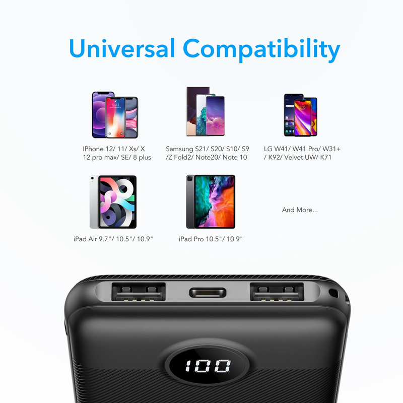 Bateria zewnętrzna (Powerbank) VEGER L10 - 10 000mAh LCD czarny (W1105)