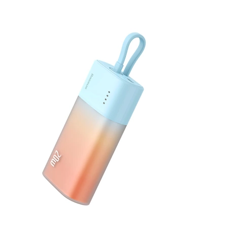 Baseus Popsicle 5200mAh 20W Powerbank with Built-in Lightning Cable (+ White Baseus Simple USB-C - USB-C 60W/20V/3A/30cm Cable) - Blue-Orange