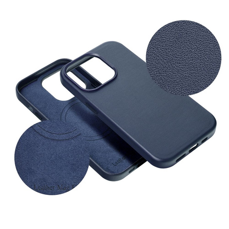 Futerał LEATHER MAG COVER kompatybilny z MagSafe do IPHONE 16 Plus niebieski