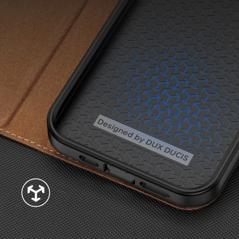 Dux Ducis Skin X2 Hülle für iPhone 14 Pro Max Hülle mit Magnetklappe braun