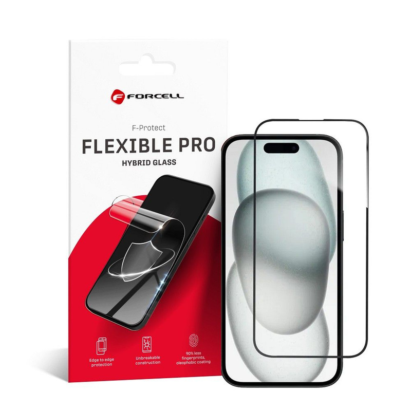 Forcell Flexible 5D - szkło hybrydowe do iPhone 15 czarny