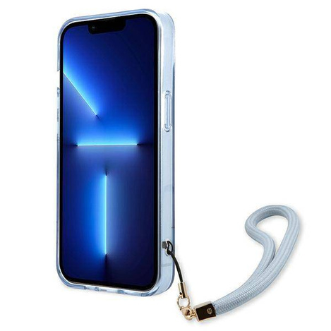 Case IPHONE 13 Guess Hardcase Translucent Stap (GUHCP13MHTSGSB) blue