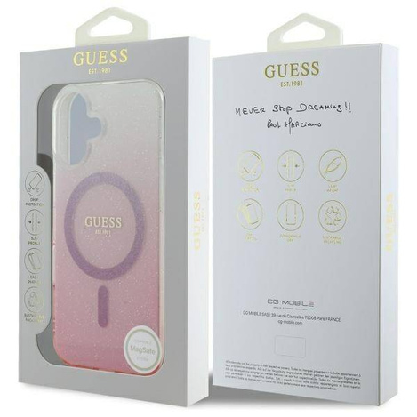 Guess IML Glitter Gradient MagSafe - Etui iPhone 16 (różowy)