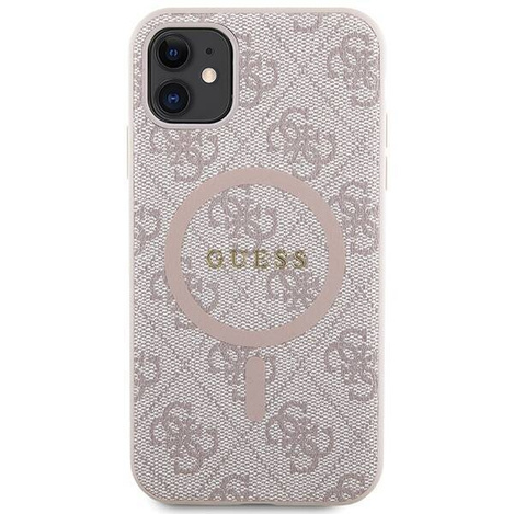 Oryginalne Etui GUESS Hardcase GUHMN61G4GFRP do iPhone 11 (Kompatybilny z Magsafe / 4G Ring classic logo / różowy)
