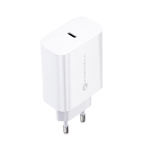 Forcell Ładowarka Sieciowa ze złączem USB typ C i kablem typ C - 3A 25W z funkcją ładowania PD i QC 4.0