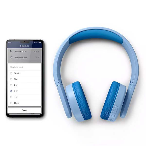 SŁUCHAWKI NAUSZNE BEZPRZEWODOWE BLUETOOTH DLA DZIECI PHILIPS NIEBIESKIE TAK4206BL/00
