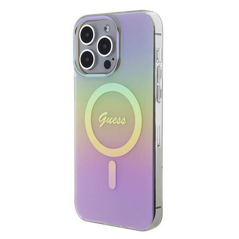 Original Handyhülle APPLE IPHONE 15 PRO MAX Guess Hardcase IML Iridescent MagSafe (GUHMP15XHITSP) rosa