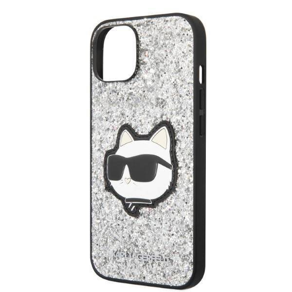 Karl Lagerfeld NFT Glitter Choupette Patch - Etui iPhone 14 (srebrny)