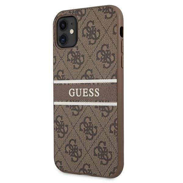 Guess GUHCN614GDBR iPhone 11 6,1" brązowy/brown hardcase 4G Stripe