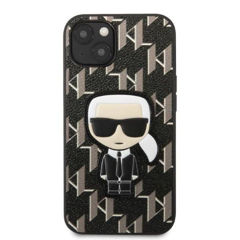 Original Handyhülle IPHONE 13 MINI Karl Lagerfeld Hardcase Monogram Ikonik Patch schwarz