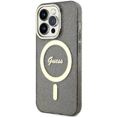 Guess GUHMP14XHCMCGK iPhone 14 Pro Max 6,7" schwarz/schwarze Hardcase Glitter Gold MagSafe