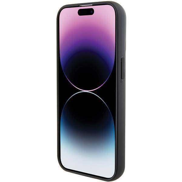 Karl Lagerfeld Fixed Glitter Ikonik Logo Metal Pin Hülle für iPhone 15 – Schwarz