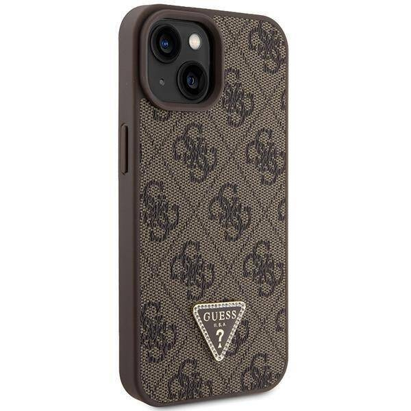 Original Handyhülle APPLE IPHONE 15 PLUS Guess Hardcase Crossbody 4G Metal Logo (GUHCP15MP4TDSCPW) braun