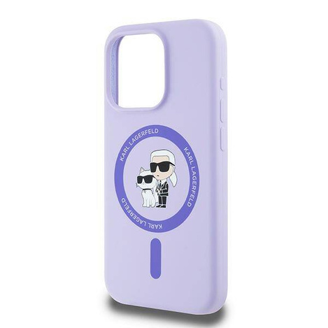 Original Case IPHONE 15 PRO Karl Lagerfeld Hardcase Silicone KC Heads Ring MagSafe (KLHMP15LSCMKCRHU) purple