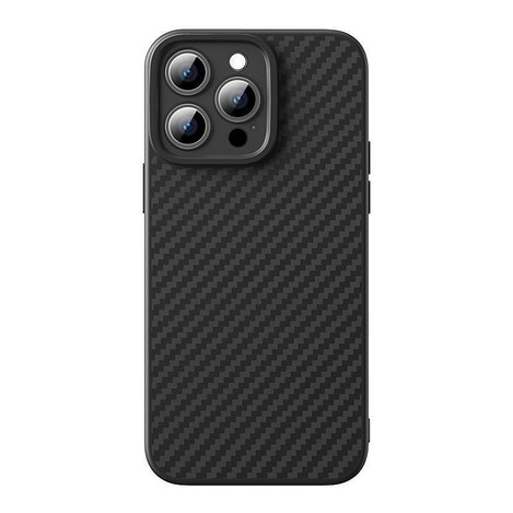 Case + Tempered Glass APPLE IPHONE 15 PRO Baseus Synthetic Fiber black