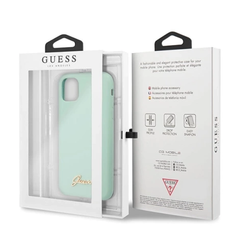 Etui Guess GUHCN65LSLMGGR iPhone 11 Pro Max zielony/green hard case Silicone Vintage Gold Logo