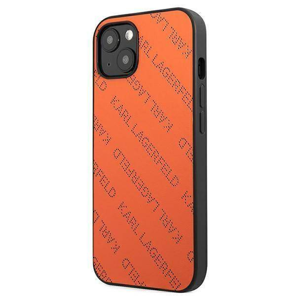 Original Handyhülle IPHONE 13 MINI Karl Lagerfeld Hardcase Perforated Allover (KLHCP13SPTLO) orange