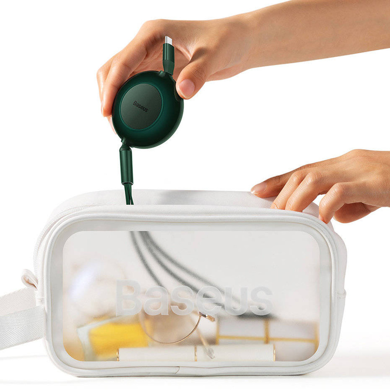 Baseus Bright Mirror 2 einziehbares Kabel 3in1 USB Type C - Micro USB + Lightning + USB Type C 3.5A 1.1m schwarz (CAMJ010201)