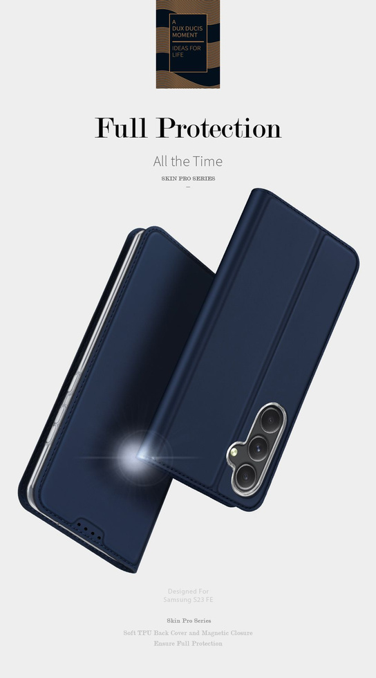 Etui portfel z podstawką do Samsung Galaxy S23 FE Dux Ducis Skin Pro - niebieskie