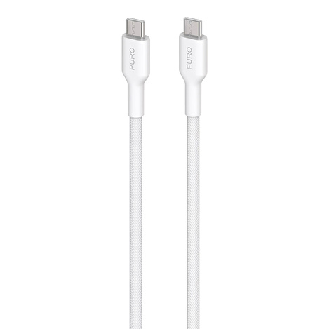 PURO Fabric - Kabel w oplocie heavy duty USB-C do USB-C 1,2m (biały)