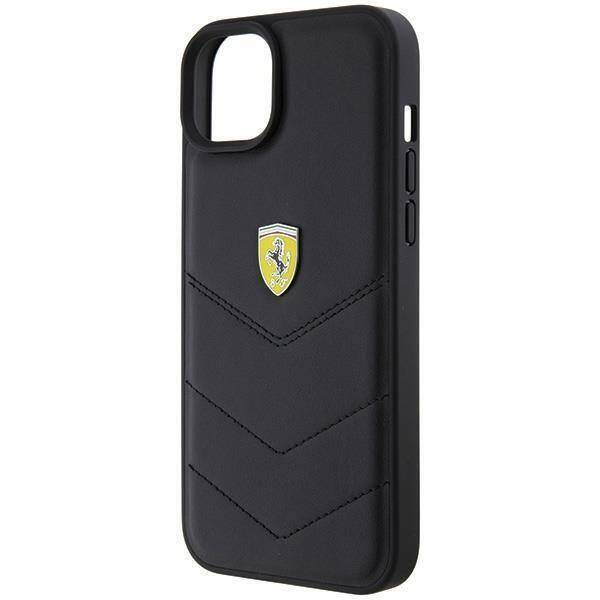 Ferrari FEHCP15MRDUK iPhone 15 Plus 6,7" schwarz/schwarzes Hardcase mit gestepptem Metalllogo