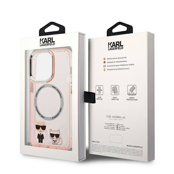 Karl Lagerfeld KLHMP14XHKCP iPhone 14 Pro Max 6.7" Hardcase pink / pink Karl & Choupette Aluminium Magsafe