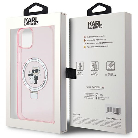 Guess nakładka do iPhone 15 Plus 6,7&quot; KLHMP15MHMRSKCP różowa C MAGSAFE RINGSTAND KC
