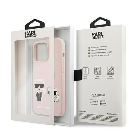 Karl Lagerfeld KLHMP13LSSKCI iPhone 13 Pro / 13 6,1&quot; Hardcase hellrosa / hellrosa Silikon Ikonik Karl &amp; Choupette Magsafe