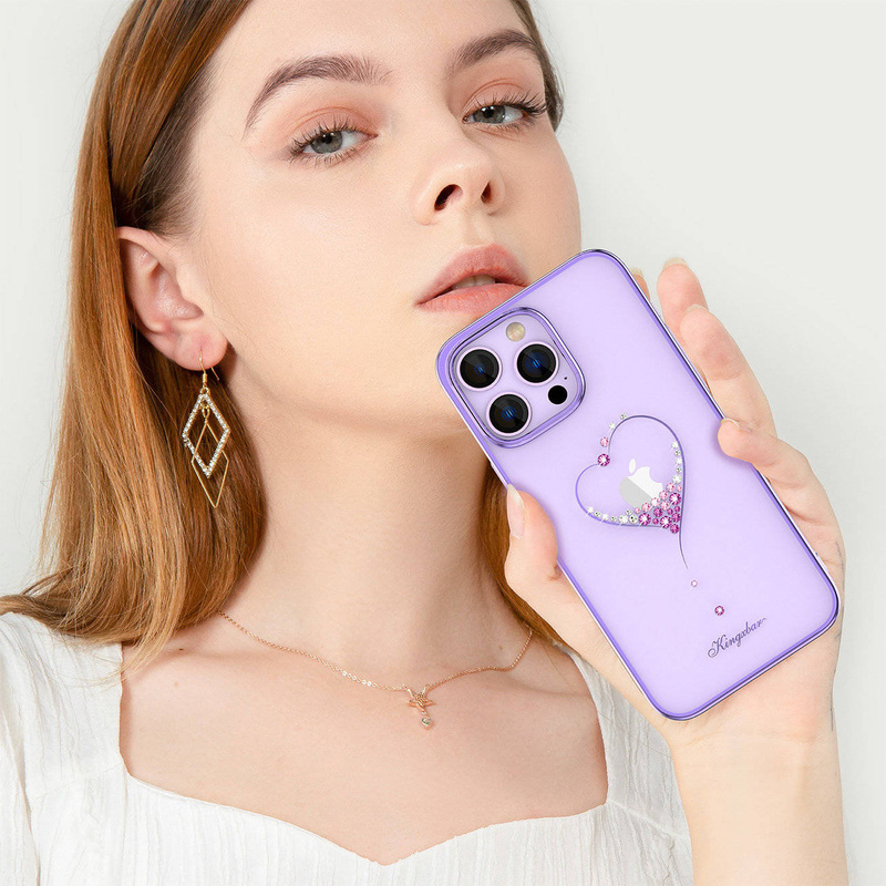 Kingxbar Wish Series case for iPhone 14 Plus decorated with crystals purple