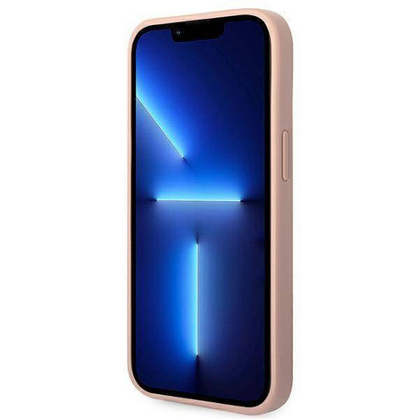 Guess Saffiano Metal Logo Stripes - Etui iPhone 14 Plus (różowy)