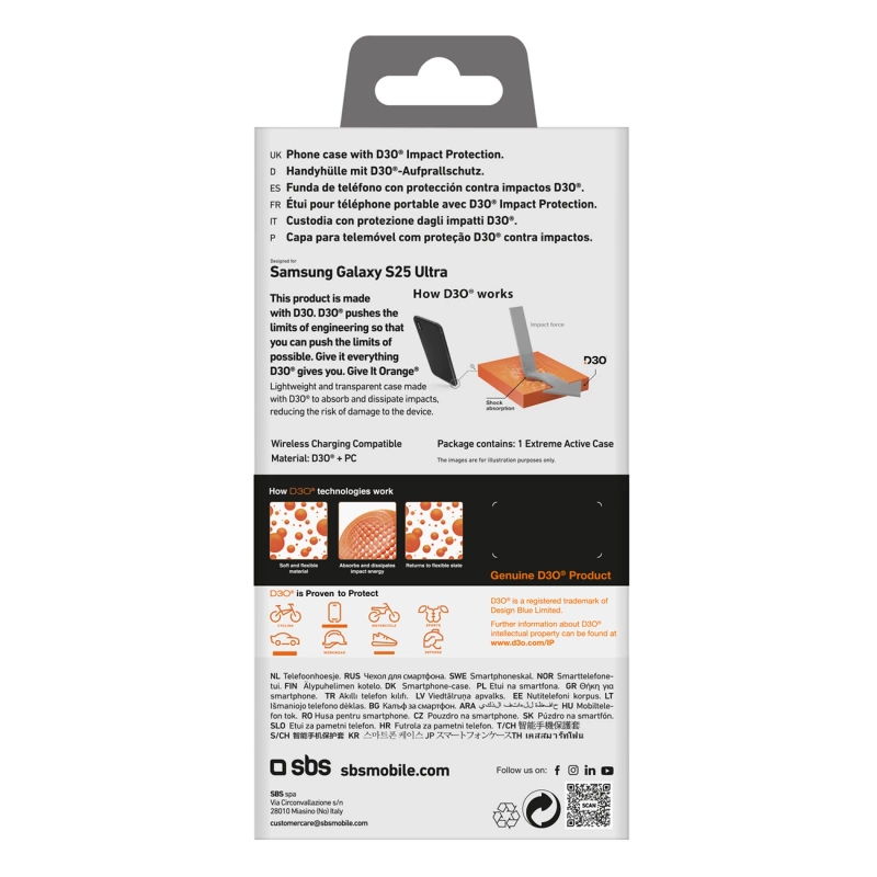 D3O Cover Samsung S25 Ultra, transparent