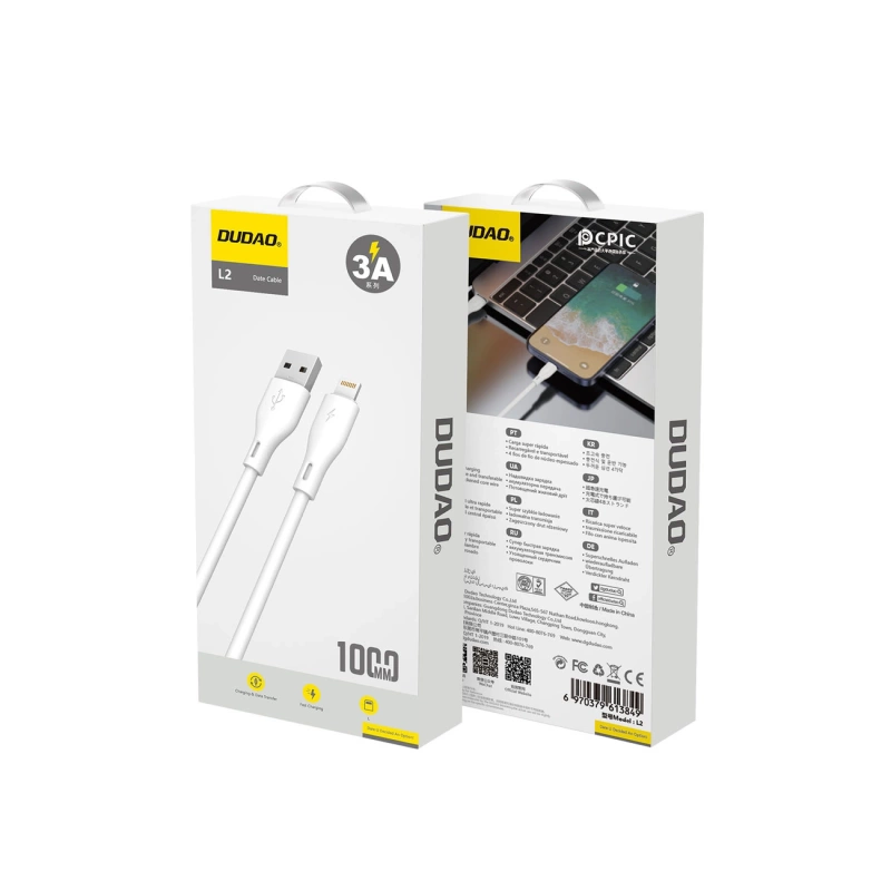 Dudao przewód kabel USB / Lightning 5A 1m biały (L2L 1m white)