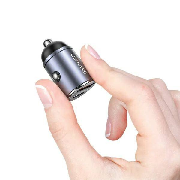 Ładowarka Samochodowa 30W PD USB-C + USB Fas Charge Z Wbudowaym Pierścieniem USAMS C38 CC206CC01 (US-CC206) fioletowa