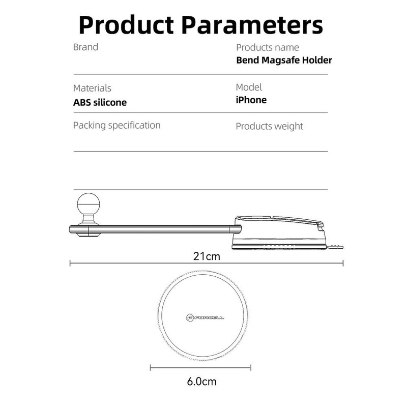 FORCELL F-Grip MagFlex uchwyt samochodowy do szyby/deski/kratki kompatybilny z MagSafe czarny