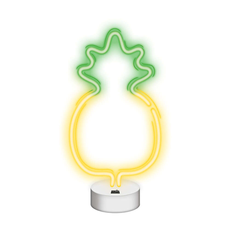 Neon na podstawce LED ANANAS żółto zielony NNE05 Neolia